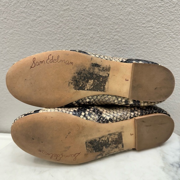 Sam Edelman Flat Shoes Bow Snakeskin Print Size 8 Luxury Ballet - Picture 5 of 7